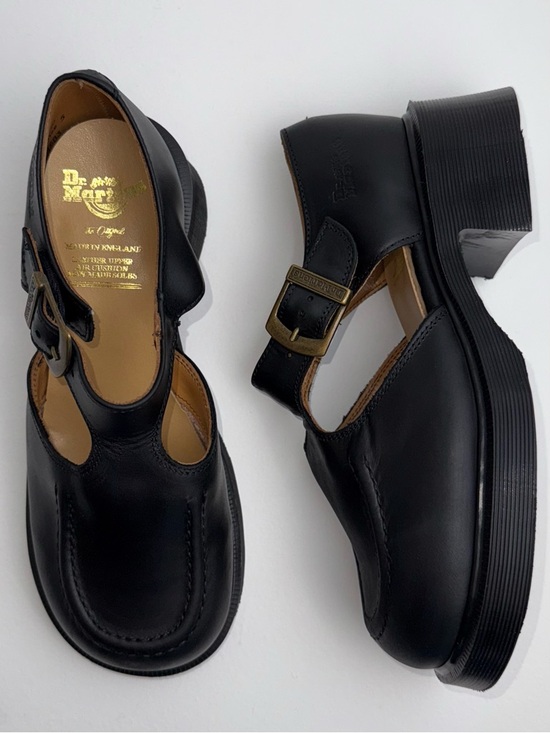 Dr. Martens Shoes - Vintage Dr. Martens England 90s Greasy Black Jazz Heel T Bar MIE Mary Janes UK 5